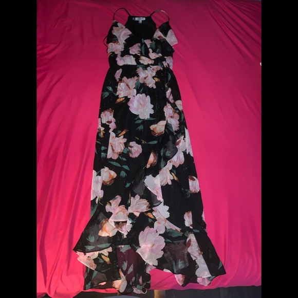 Jennifer Lopez Black and Floral Maxi Dress - Picture 2 of 7